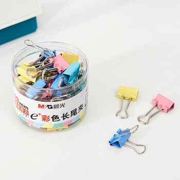 晨光(M&G)长尾夹ABS92742文具19mm彩色长尾夹 金属票据夹 Eplus系列办公燕尾夹 40只/罐
