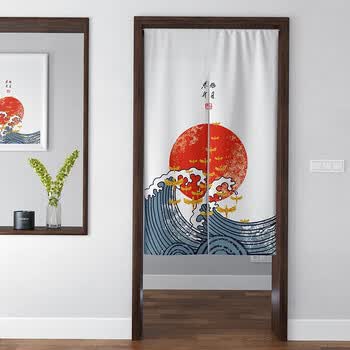 菠萝蜜布艺门帘隔断帘免打孔中式半帘挂帘风水帘子装饰卧室厨房防油烟