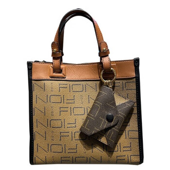 菲安妮fion老花托特包女2023新款时尚手提单肩包faafjmk001002驼啡大