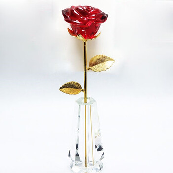 水晶花摆件 水晶玫瑰花带老婆女友生日礼物结婚周年纪念情人节客厅