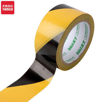 天章 （TANGO）PVC警示胶带防台风黑黄斜纹48mm*12m*1卷装工厂仓库地标线地板面斑马宽安全胶带定位标识路面贴