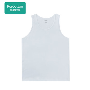 全棉时代短袖T恤男纯棉情侣上衣基础款打底衫 白色背心/男 XL