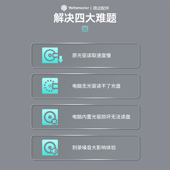 尤达大师（Yottamaster ）外置刻录机移动光驱适用DVD/CD/VCD外接光驱Type-C/USB台式笔记本电脑通用P-CD01