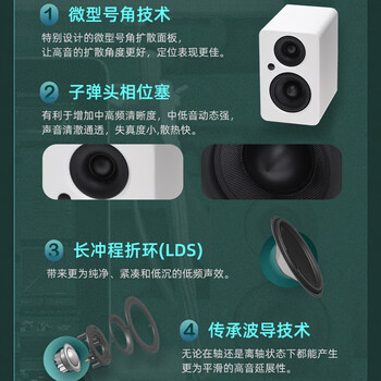 尊宝（JAMO）mini 音响 音箱 桌面蓝牙音响 有源书架音箱 2.0声道家用唱片机电视电脑组合音响 尤加利青