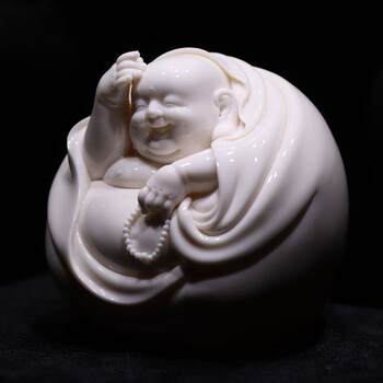 "孩儿红"高白瓷开心弥勒佛1件