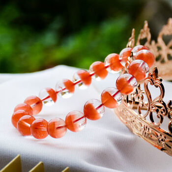 植珠轻奢水晶天然红兔毛聚宝盘手链女男手串礼物时尚饰品7a约95mm