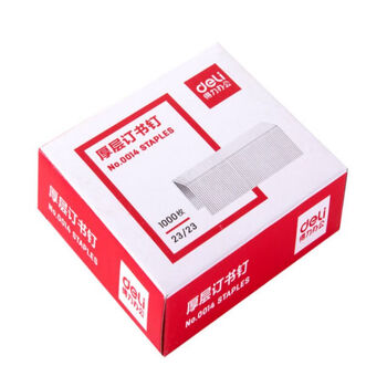 得力（deli） 0014 办公用品(210页订书针)订书钉加厚 厚层订书针 23/23   1000枚/盒 5盒装