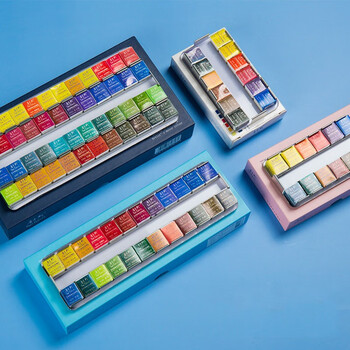 鲁本斯（PaulRubens）12色固体水彩颜料套装清新款便携水粉色彩颜料儿童初学美术生工具-粉色盒010903007