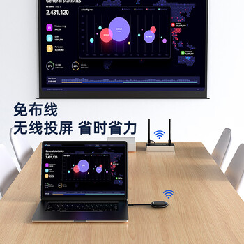 毕亚兹 HDMI无线投屏器USB/Type-C传输器会议同屏器适用手机笔记本电脑接电视显示器投影仪点对点50米