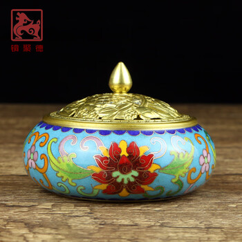 景泰藍 銅胎掐絲琺瑯彩牡丹紋香爐 香道具 骨董品 早期景泰藍老件-銅胎掐絲琺瑯景泰藍香爐#01（古董/銅雕/收藏/銅爐/香爐