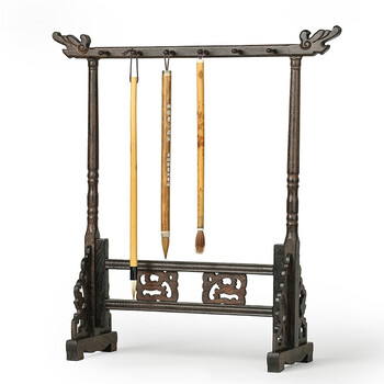 弘梅鸡翅木笔挂毛笔架 学生初学者可拆卸实木毛笔笔挂12针 文房四宝毛笔架