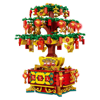 猛仕将兼容积木牛年年夜饭新春系列牛气冲天舞龙狮中国风立体模型拼插