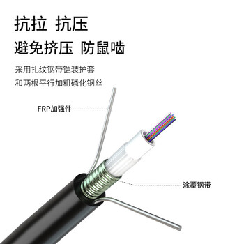 海奈 HN-GYXTW-4B1.3 铠装4芯单模室外光纤线 GYXTW中心管式室外轻铠管道架空光缆 500米/轴