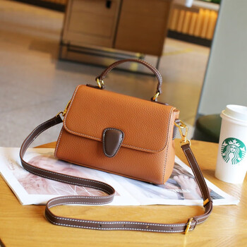 酷奇轻奢新品手提包女大容量新款牛皮包包斜挎包百搭时尚单肩包土黄