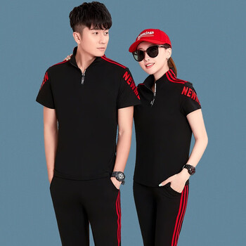 库半夏天薄款情侣运动套装男夏季短袖长裤运动服男休闲时尚女运动衣潮