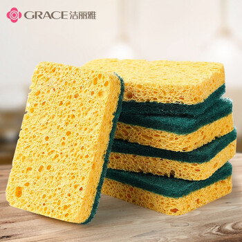 洁丽雅(Grace)木浆棉百洁布11*7*2cm*5片厨房抹布海绵擦双面强效去油污 洁丽雅(Grace)木浆棉百洁布11*7*2cm*5片厨房抹布海绵擦双面强效去油污