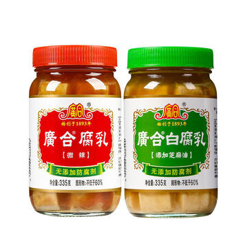 巨树牌麻油白腐乳335g瓶装广合腐乳微辣豆腐乳麻油白腐乳组合广东特产