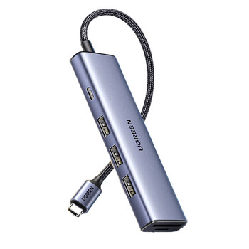 绿联 Type-C扩展坞USB-C转有线网卡转换器HDMI适用笔记本电脑平板 6合1【读卡器+USB3.0*3+PD】25040