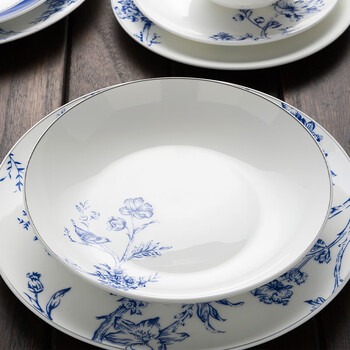 隆达骨瓷陶瓷餐具骨碟深盘浅盘饭盘平盘中式青花创意简约中国风雅韵