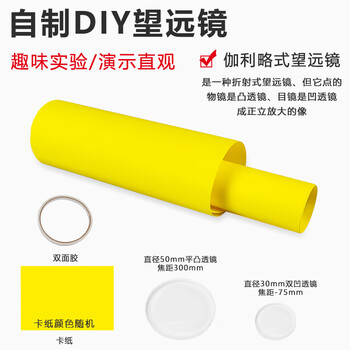 舜江 光学玻璃镜片 正立像伽利略望远镜DIY自制材料 凸透镜+凹透镜 手工组装材料初中物理光学小学科学
