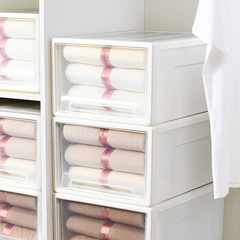 清野の木 衣物收纳箱特大号抽屉收纳盒储物箱 50L透白 1个装