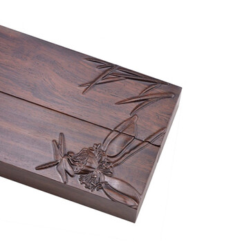 芬尚  淡泊明志浮雕镇尺 送朋友礼物 学生毛笔书法国画用压纸黑檀镇纸锦盒一对装30*4.2*2cm