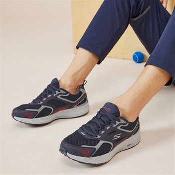 斯凯奇skechers新款软底减震跑步鞋男鞋时尚绑带休闲运动鞋220081海军