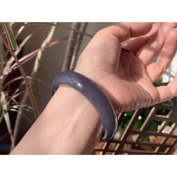 喜上佳和田玉烟紫手镯冰粉紫罗兰烟青烟灰青白青海料玉镯子女款 编号