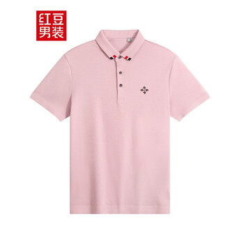 红豆男装 t恤男短袖100%棉polo领t恤衫全棉刺绣t恤夏季新款【商场同款