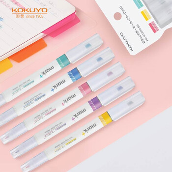 国誉(KOKUYO)进口mark+彩色荧光笔 学生用划重点标记记号笔 双头粉色 1支装PM-MT200P 国誉(KOKUYO)进口mark+彩色荧光笔 学生用划重点标记记号笔 双头粉色 1支装PM-MT200P