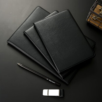 晨光（M&G）B5/18K 80张黑色办公笔记本子 会议记录皮面本 商务记事本子 APYE3K78 单本装