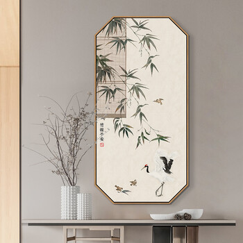 幸福一生新中式玄关装饰画入户走廊过道挂画中国风茶室餐厅寓意好墙画