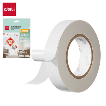 得力（deli）强力高粘PET双面胶带无痕透明胶 15mm*10m*110μm 高粘贴对联春联专用 1卷/袋JL630