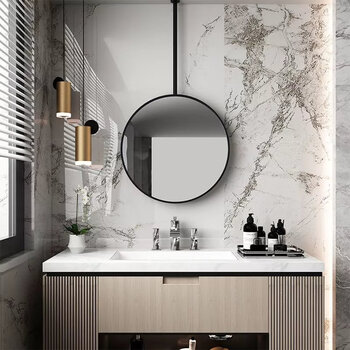 官方吊杆镜圆形镜子卫生间镜子天花板吊镜悬空洗手间镜酒店客房浴室镜