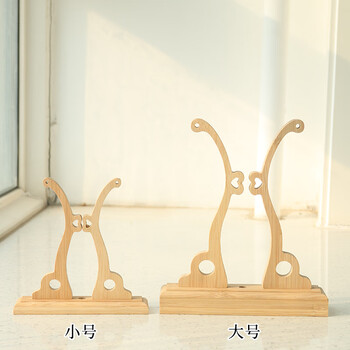 一海堂 文化摆件扇架 中式扇子扇托扇架团扇摆放落地展示架扇子楠竹实木底座 楠竹团扇架大号