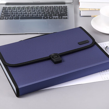 晨光（M&G）A4/12格蓝色文件包办公手提资料包风琴包学生试卷分类收纳包AWT90959单个装