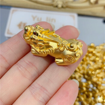 蒂鹅珠宝足金999黄金貔貅3d黄金转运珠串珠纯金手链男女纳福皮丘散珠