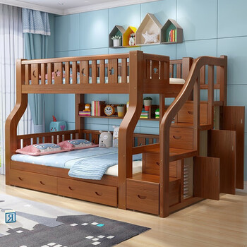 临稚全实木双层上下床多功能高低床两层上下铺木床大人双人儿童子母床