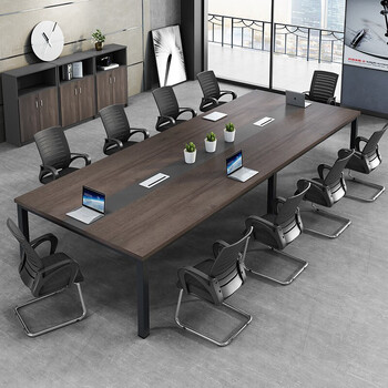 锡田家具会议桌椅组合长桌简约现代办公桌商务接待洽谈 2.4米+8把椅子