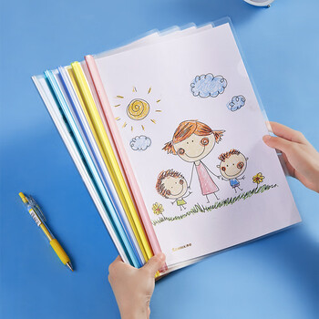 齐心（COMIX）彩色水滴抽杆夹10只装A4/7mm/拉杆夹抽杆文件夹透明拉杆文件夹 办公文具EA85