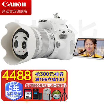 佳能200D二代 200d2代入门级便携家用旅游学生单反相机 Vlog视频 直播 迷你数码照相机 EOS 200D II 18-55 STM白色 官方标配