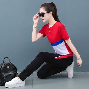 鸿星尔克短袖运动休闲套装女夏季宽松时尚大码显瘦长裤以纯李宁安