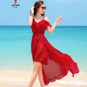 沙滩裙长裙最新款红色- 皮尔卡丹沙滩裙