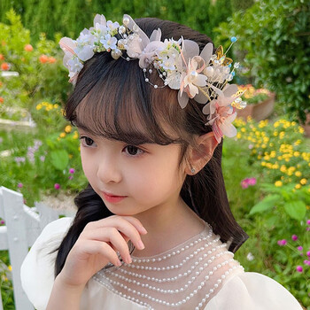凡帝姿儿童头饰公主花环小女孩仙系仿珍珠蝴蝶发箍婚礼花童头箍头花