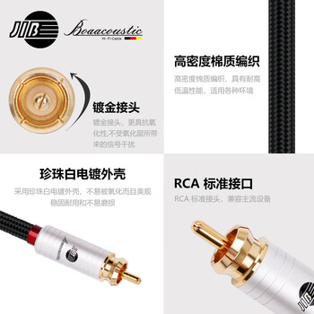 JIB 发烧级 3.5mm转双莲花音频线一分二 RCA转接线 手机电脑播放器唱机功放音响连接线BB-103-1米