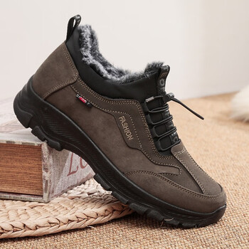 布瑞京冬季加厚保暖男棉鞋中老年爸爸鞋软底防滑老人鞋厚底户外休闲男