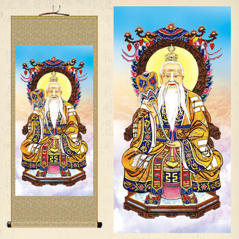 京选品质 道教神像太上老君画像老子骑牛图卷轴画太清道德天尊供奉结缘挂画c款老君土黄色成品80 30画像45 23 卷轴画 图片价格品牌报价 京东