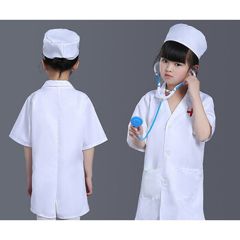 园职业表演出服装过家家角色扮演白大褂 医生半袖(帽子 针筒 听诊器)