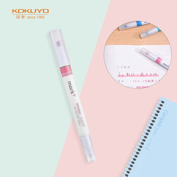 国誉(KOKUYO)进口mark+彩色荧光笔 学生用划重点标记记号笔 双头粉色 1支装PM-MT200P 国誉(KOKUYO)进口mark+彩色荧光笔 学生用划重点标记记号笔 双头粉色 1支装PM-MT200P
