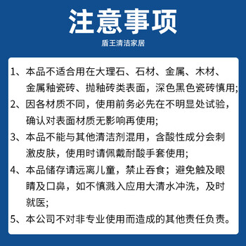 盾王柔光砖清洁剂500ml 强力去污磨砂瓷砖哑光砖防滑砖亚光地板砖专用